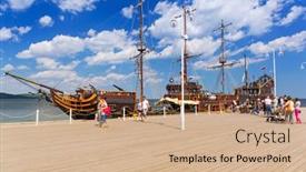  Presentation with pirate - Presentation theme with sopot-poland-7-june-pirate background and a coral colored foreground