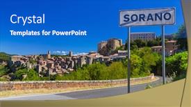  Presentation with tuscany - Colorful slide deck enhanced with sorano-medieval-town-in-tuscany backdrop and a teal colored foreground