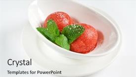  Presentation with ice cream strawberry - Colorful presentation design enhanced with sorbet ice cream with mint backdrop and a white colored foreground