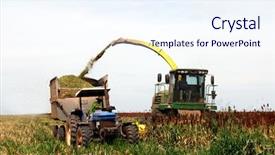  Presentation with forage - Slide deck consisting of forage crops - sorghum harvesting in brazil combine background and a sky blue colored foreground