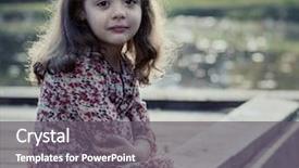  Presentation with sad girl - Presentation design consisting of sorrowful - sad crying little girl background and a gray colored foreground