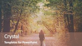  Presentation with sad woman walking - Slides enhanced with solitude - sad lonely woman walking away background and a coral colored foreground