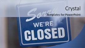  Presentation with closed - Cool new slide deck with sorry we're closed sign backdrop and a light blue colored foreground