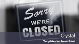  Presentation with closed - PPT theme with sorry we're closed sign background and a dark gray colored foreground
