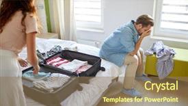  Presentation with wife - Slide set featuring sorry leaving - young wife getting up background and a coral colored foreground