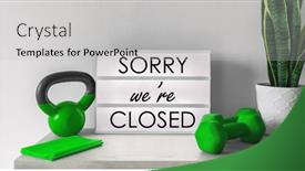  Presentation with businesses - Slide deck having sorry-we-are-closed-sign background and a light gray colored foreground