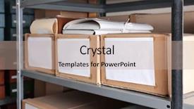  Presentation with archive - Cool new PPT theme with sorting record - cardboard boxes with documents backdrop and a coral colored foreground