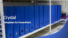  Presentation with archive - Theme enhanced with sorting record - folders with documents on shelf background and a navy blue colored foreground