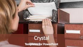 Presentation with archive - Colorful PPT layouts enhanced with sorting record - woman with documents in archive backdrop and a tawny brown colored foreground