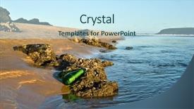  Presentation with bottle - PPT theme consisting of sos message in a bottle background and a  colored foreground