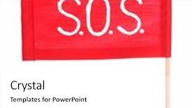  Presentation with signal - Amazing presentation theme having sos signal written on red cloth isolated on white backdrop and a white colored foreground