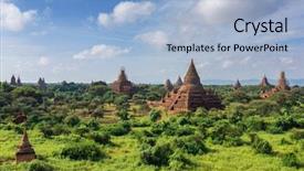  Presentation with ancient temples - Beautiful presentation design featuring sotheast asia history - ancient bagan pagodas and temples backdrop and a light blue colored foreground