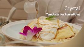  Presentation with pancake - Audience pleasing slide deck consisting of souffle-pancake-with-cream backdrop and a coral colored foreground