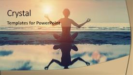  Presentation with sunset beach - Theme consisting of soul - silhouette of beautiful girl sitting background and a coral colored foreground