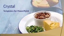  Presentation with united states - Slides having soul food - beans and greens with cornbread background and a light blue colored foreground