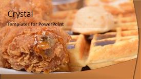  Presentation with waffles - Beautiful theme featuring soul food - closeup of chicken and waffles backdrop and a coral colored foreground