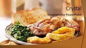  Presentation with fried chicken - Amazing presentation theme having soul food - collard greens smoked backdrop and a coral colored foreground