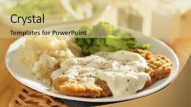  Presentation with steak - Slides featuring soul food - country fried steak with southern background and a yellow colored foreground