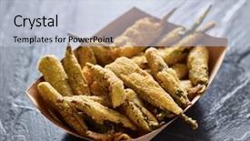  Presentation with okra - Cool new presentation design with soul food - crispy fried okra in container backdrop and a lemonade colored foreground