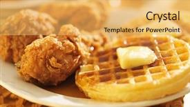  Presentation with fried chicken - PPT layouts consisting of soul food - fried chicken and waffles shot background and a yellow colored foreground