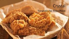  Presentation with chicken - PPT theme consisting of soul food - fried chicken basket in golden background and a gold colored foreground