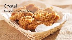  Presentation with food chicken - PPT layouts enhanced with soul food - fried chicken pieces background and a lemonade colored foreground
