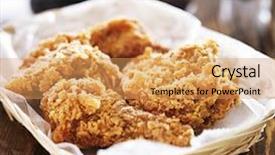  Presentation with chicken - Colorful PPT theme enhanced with soul food - fried chicken pile backdrop and a yellow colored foreground