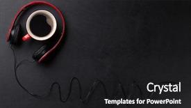  Presentation with coffee music - Audience pleasing slides consisting of soul food - headphones and coffee cup backdrop and a black colored foreground