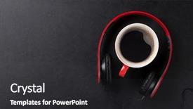  Presentation with coffee music - PPT theme enhanced with soul food - headphones and coffee cup background and a dark gray colored foreground