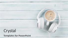  Presentation with coffee cup - Theme having soul food - headphones and coffee cup background and a light gray colored foreground