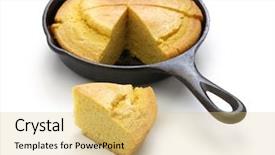  Presentation with cooking - Colorful PPT theme enhanced with soul food - homemade cornbread in skillet southern backdrop and a yellow colored foreground