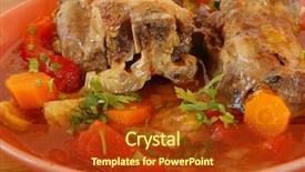  Presentation with soup appetizer and salad - Beautiful presentation theme featuring soul food - oxtail soup backdrop and a crimson colored foreground