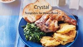  Presentation with food chicken - Presentation theme having soul food - smoked chicken with collard greens background and a coral colored foreground