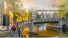  Presentation with bridges - Slide set consisting of soul-of-amsterdam-early-morning background and a soft green colored foreground