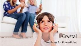  Presentation with living room - Amazing presentation theme having soul sisters - pensive little boy listening music backdrop and a lemonade colored foreground