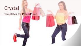  Presentation with two black women - Audience pleasing presentation theme consisting of soul sisters - two shopping women isolated backdrop and a  colored foreground