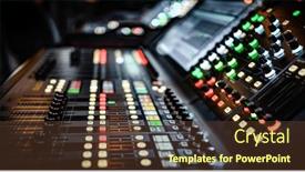  Presentation with control panel - PPT theme featuring sound-and-audio-adjusting-control and a tawny brown colored foreground