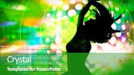  Presentation with dancing - PPT theme featuring sound beam - dancing silhouette of girl background and a shamrock green colored foreground