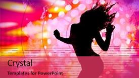  Presentation with sound - PPT layouts featuring sound beam - dancing silhouette of girl background and a red colored foreground