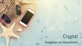  Presentation with space travel - Presentation theme having sound beam - travel vacation items on stone background and a lemonade colored foreground