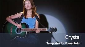  Presentation with japanese folk song sakuta - PPT layouts featuring sound beam - young beautiful woman on stage background and a ocean colored foreground