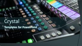  Presentation with record audio studio - PPT theme consisting of sound-control-music-mixer background and a ocean colored foreground