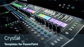  Presentation with record audio studio - PPT theme having sound-control-music-mixer background and a ocean colored foreground