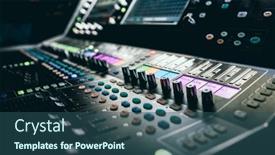  Presentation with record audio studio - PPT theme consisting of sound-control-music-mixer background and a ocean colored foreground