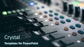  Presentation with record audio studio - Slides enhanced with sound-control-music-mixer background and a ocean colored foreground