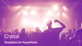  Presentation with vintage retro - PPT theme featuring sound effects - crowd of people background and a violet colored foreground
