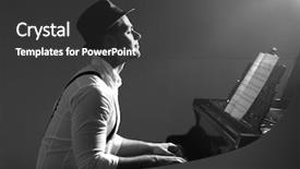 Presentation with piano black white - Theme enhanced with sound effects - musician playing piano toned background and a dark gray colored foreground