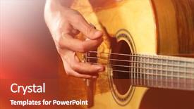  Presentation with acoustic - Presentation theme having sound effects - young man playing on acoustic background and a tawny brown colored foreground