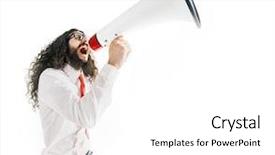  Presentation with geek - PPT layouts with sound energy - computer geek using megaphone background and a white colored foreground