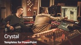  Presentation with professional sound recording - Cool new theme with sound engineer and guitarist recording backdrop and a tawny brown colored foreground